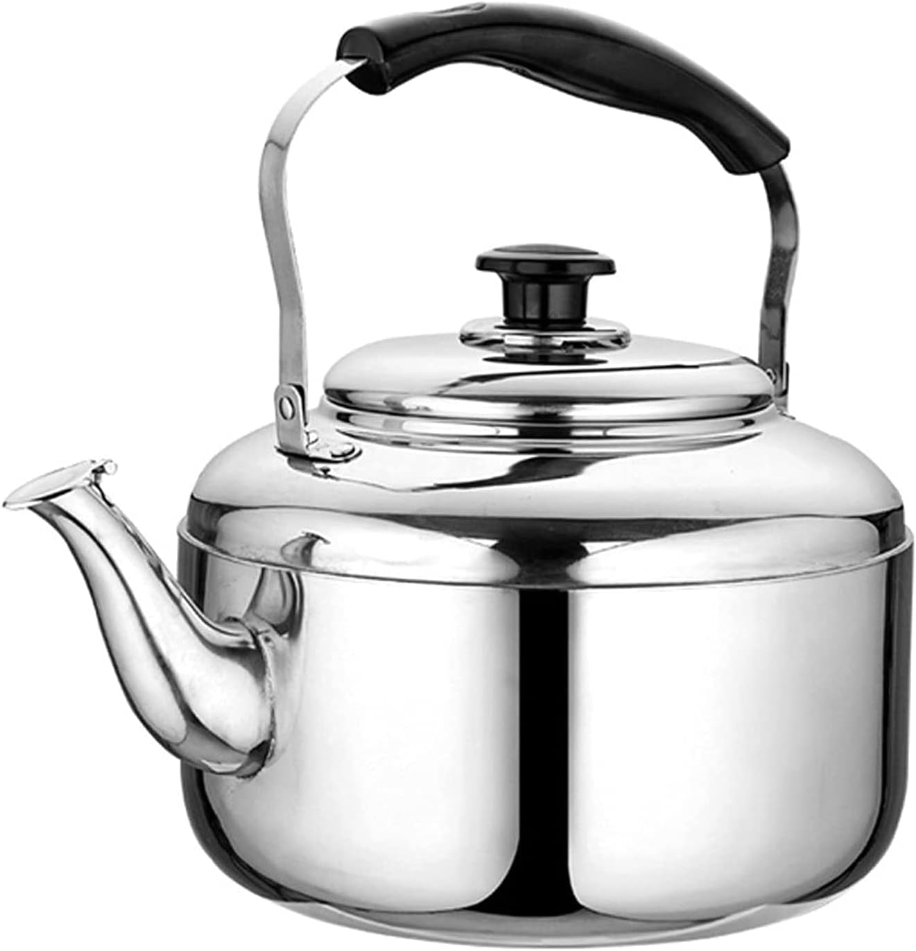 Camping Coffee Pot Stainless Steel Tea Whistle Kettle Ergonomic Handle Large Capacity