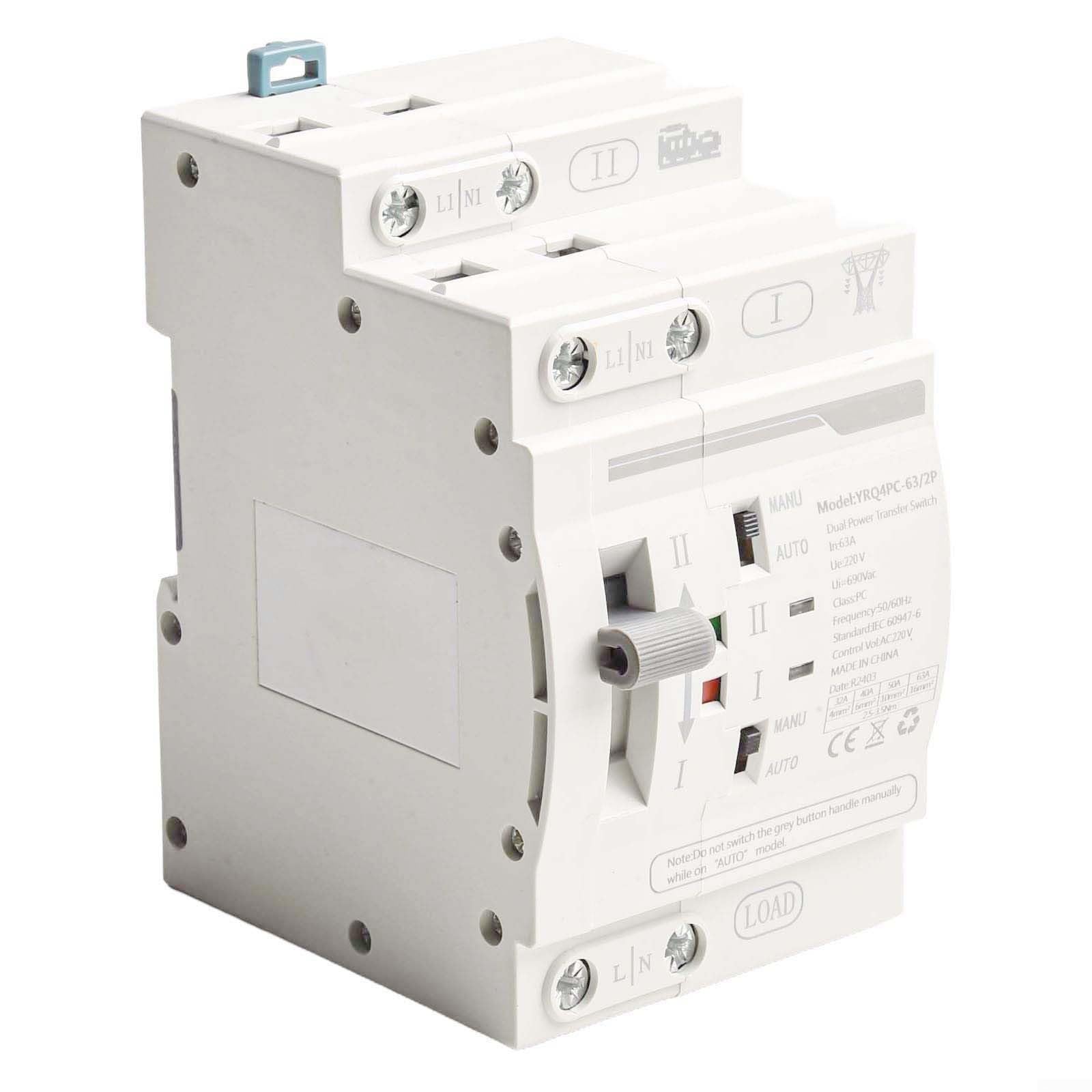 1PCS per ATS Dual Power Automatic Transfer Switch 3263A supporto di funzionamento stabile sotto frequenza 50/60Hz con tecnologia di commutazione di alimentazione sicura 220V (2P 63A)