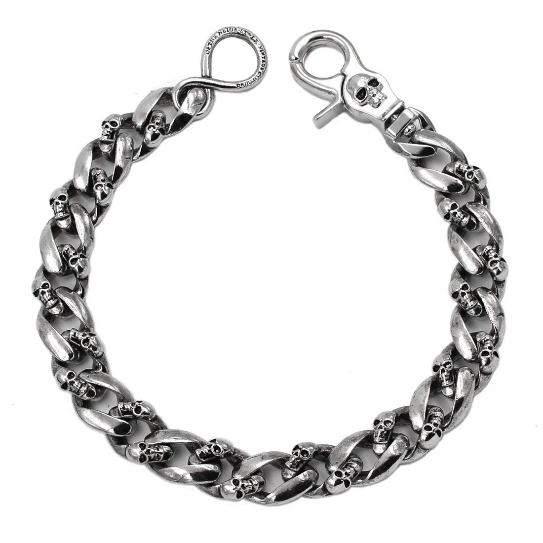 UNIQSUM Short Heavy Skull Wallet chain Biker Punk Trucker Key chain, Silver, Short
