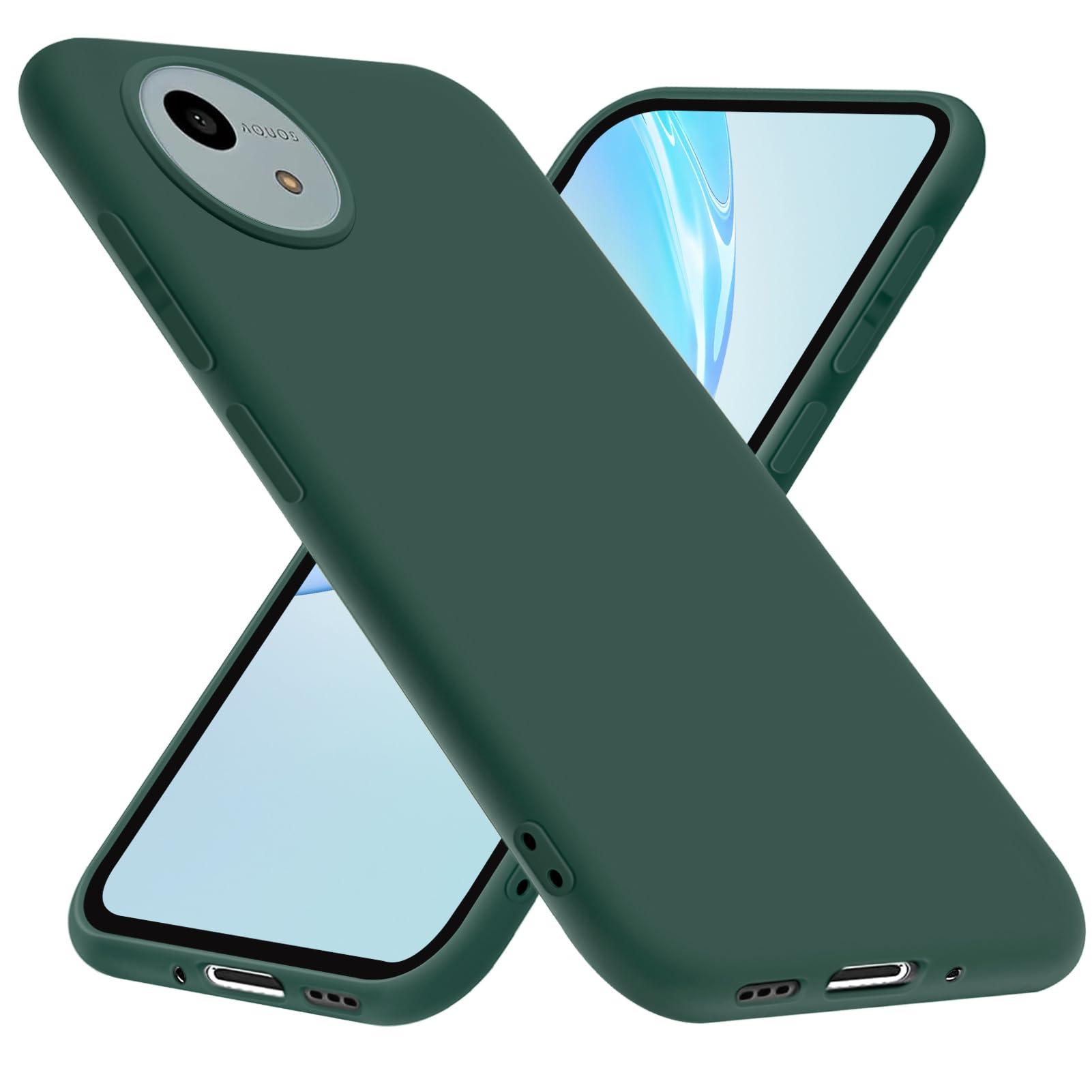 QOUNVYW 向け AQUOS Wish4 用のケース tpu シリコン保護ケース 磨り表面 スリム 薄型 ストラップホール グリーン
