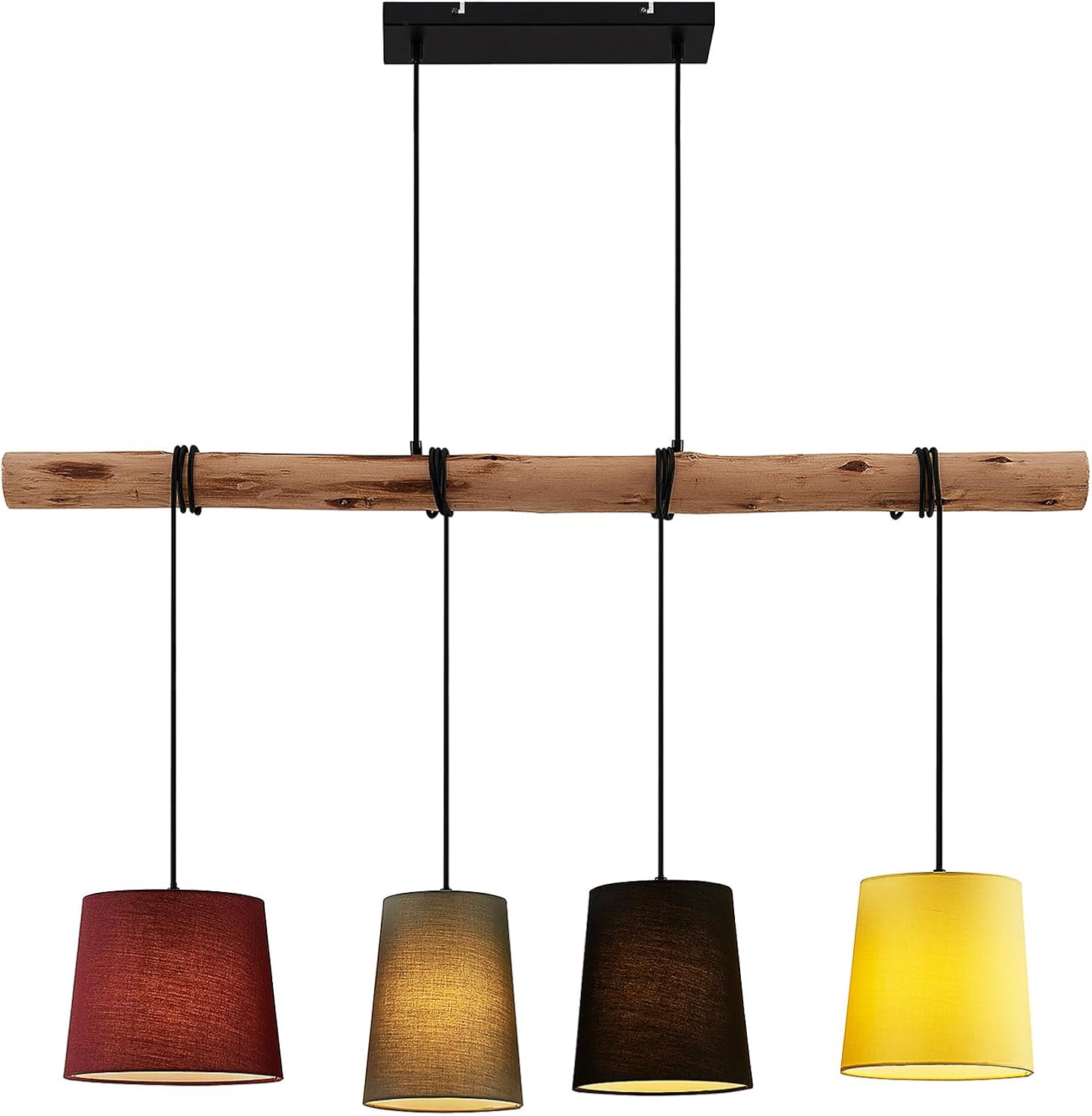 Lindby Pendelleuchte Mit Holzbalken Und 4 Käfig-Schirmen – Modern-rustikale Esstischlampe Für Wohnzimmer & Küche