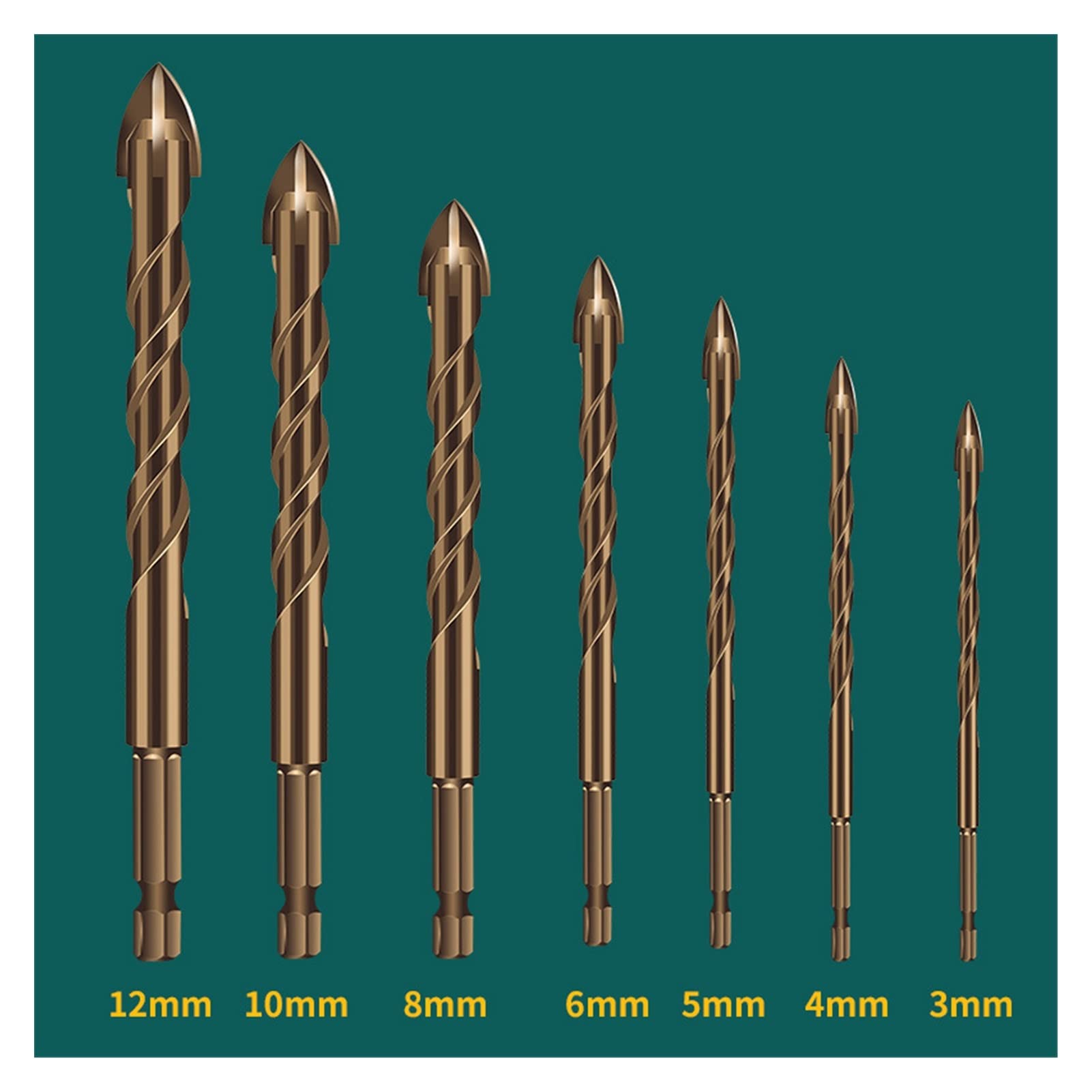 punte da trapano 3-12mm Twist Drill Drill Cross Hex Tile Bit Set for vetro in ceramica in calcestruzzo Sega sega in carburo di mattoni Triangolo in carburo di carburo bit kit strumento