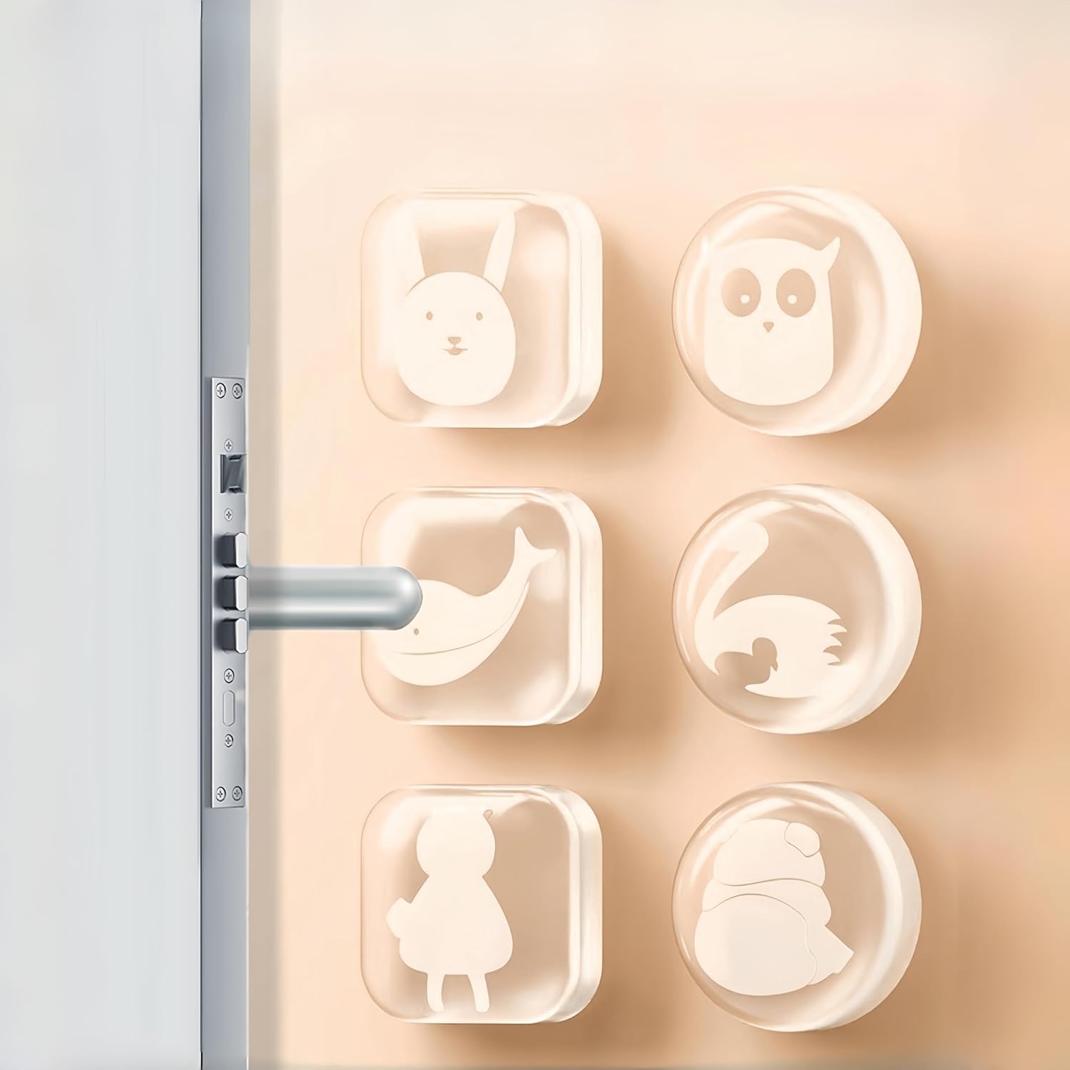 YANCI® Self Adhesive Wall Door Handle Stopper, Clear Silicone Door Knob, Wall Shield Cushion, Quiet Wall Protector for Door Handle, Guard Door Bumper Wall Protector Silencer, Random Pattern, 6 Pcs