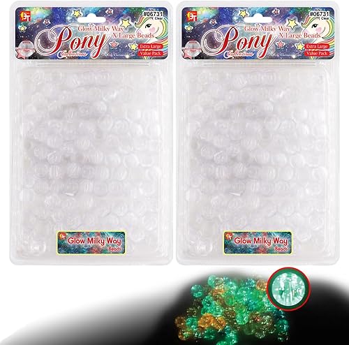 Kit de 200 cuentas para hacer joyas, bricolaje, trenzar el cabello, pulseras, adornos, manualidades, poni redondo extra grande + 2 cuentas incluidas