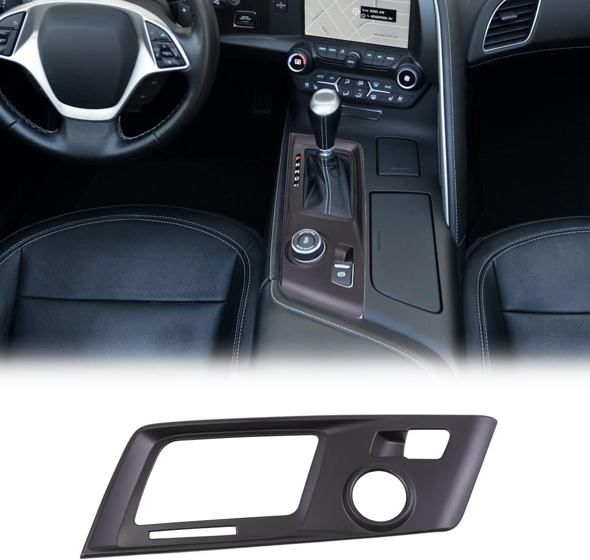 Car Interior Gear Shift Frame Trim Sticker for Chevrolet Corvette C7 2014-2019 Control Gear Shift Knob Panel Frame Cover Auto Accessories (Gloss Black)