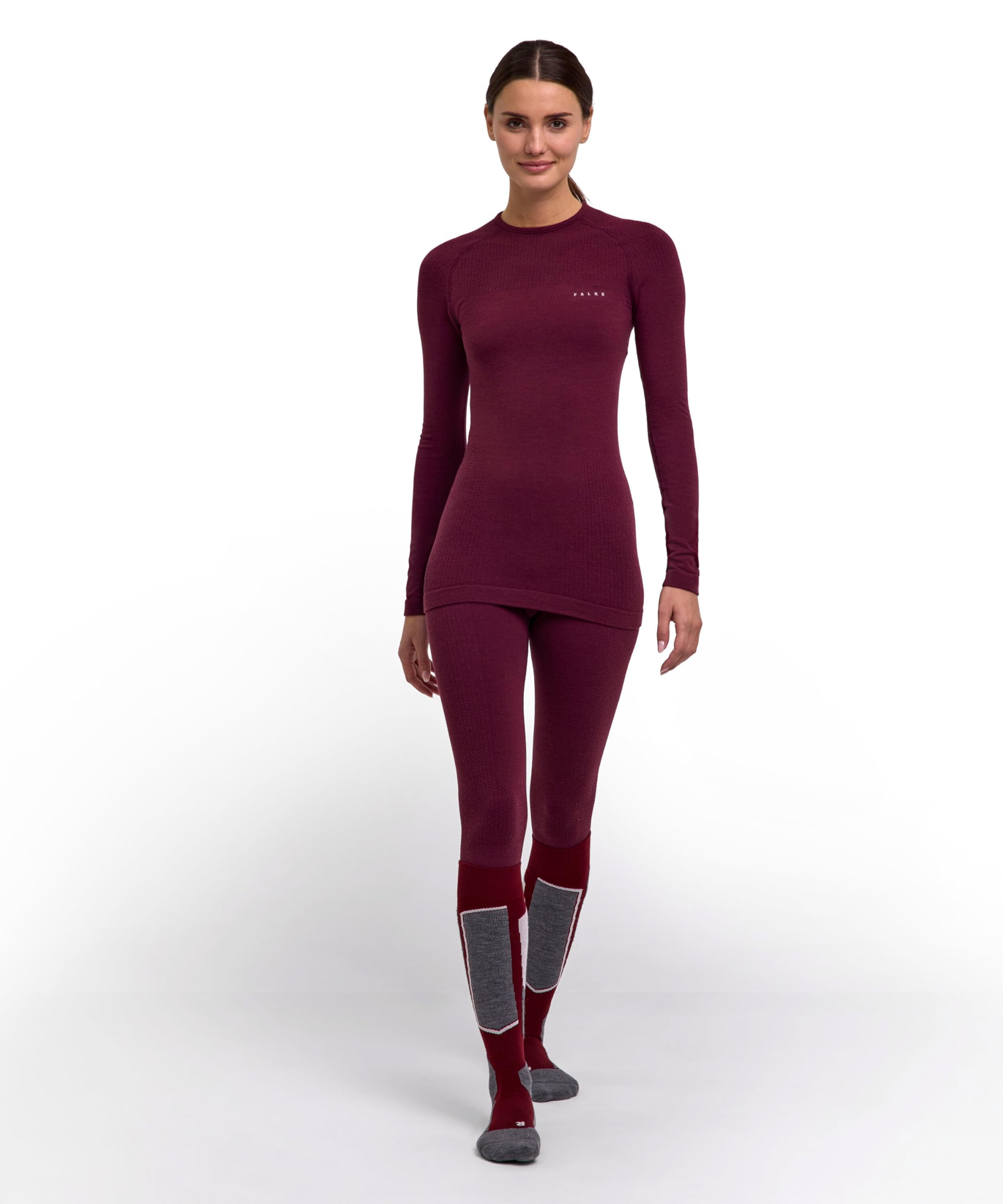 FALKE Damen Wool-Tech Protective Funktionsshirt Langarm atmungsaktiv klimaregulierende Wolle Funktionsmaterial kalte bis sehr kalte Temperaturen Polster an Schultern und Taille beim Rucksack 1 Stück