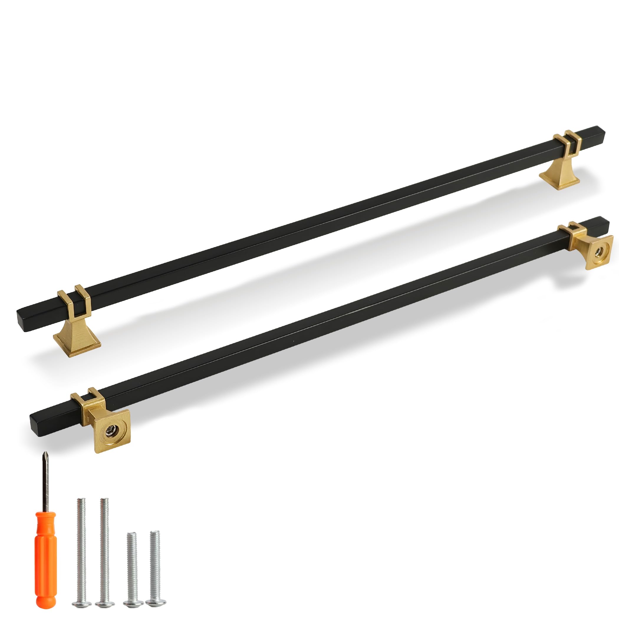 Redunest Cabinet Pulls Matte Black and Gold Cabinet Handles, 5 Pack 13-4/5 Inch Kitchen Door Cupboard Wardrobe Drawer Handles, Cabinet Hardware Bar