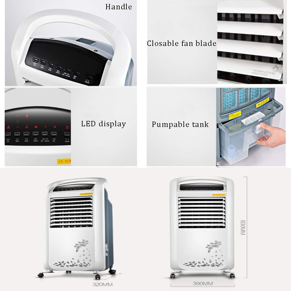 Moving The Air Cooler Cold Warm Dual Use Air Conditioner 4 in 1 Low Noise Large Water Tank No Water Pipe Modern Home Refrigeration Fan White