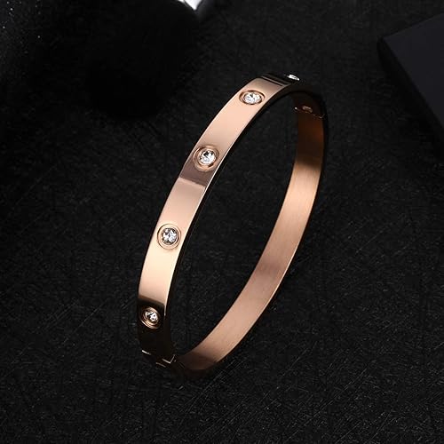 Miniatura 5 de YCSLYW Women's Stainless Steel Bracelet Jewelry Crystal Bracelet With Cube Zircon Hinge Jewelry oval Bangle Witness the Gift of Love