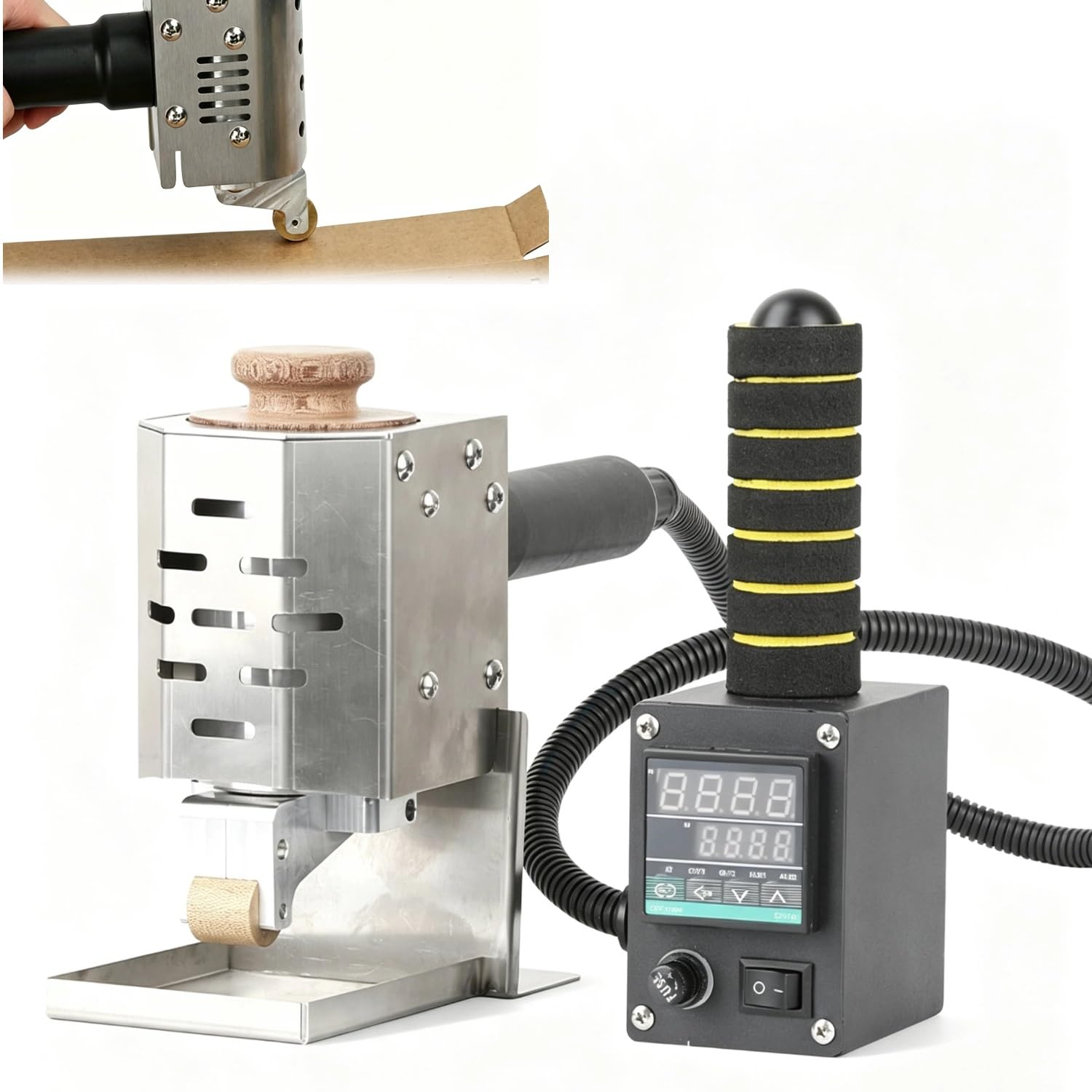 Dispensador de pegamento termofusible, máquina de rodillo de pegamento manual de 150 W con temperatura ajustable de 50 a 300 °C para manualidades, proyectos de unión y fijación