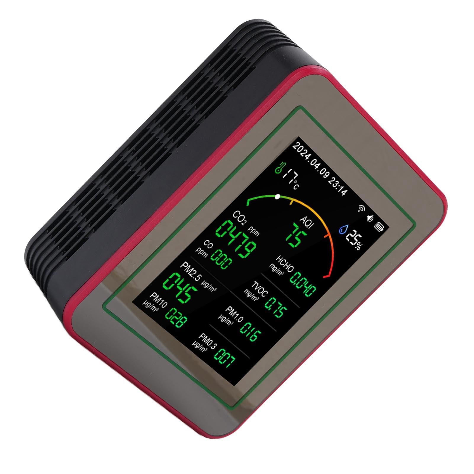 Tester della qualità dell'aria, Batteria Incorporata da 2000 MAh Display HD Accurato da 2,8 Pollici Rilevatore di qualità dell'aria CO2 TVOC HCHO per la Casa (#1)