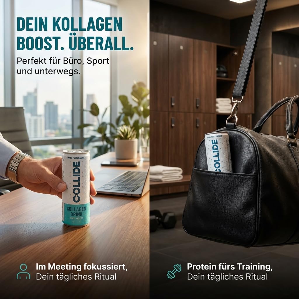 COLLIDE Kollagen Protein Drink – Minze-Limette - 2x 12x250ml - Zuckerfrei & High Protein - Mit Collagen Hydrolysat Peptiden, Vitamin B6 &12, Folsäure, Biotin & Koffein