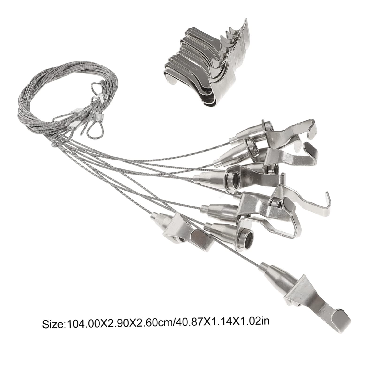 Angoily Kit de Ganchos Ajustables para Colgar Cuadros Cable de Acero Inoxidable Plata, Capacidad 30kg, Adecuado para Sistemas de Exhibición y Fotografía, Paquete de 10 Piezas