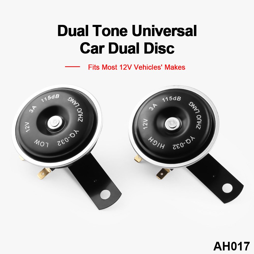 Ruien 2PCS Universal 115DB 12V Vintage High-Low Tone Dual Twin Disc Klaxon Horn Siren Car Van Truck For Jeep Wrangler