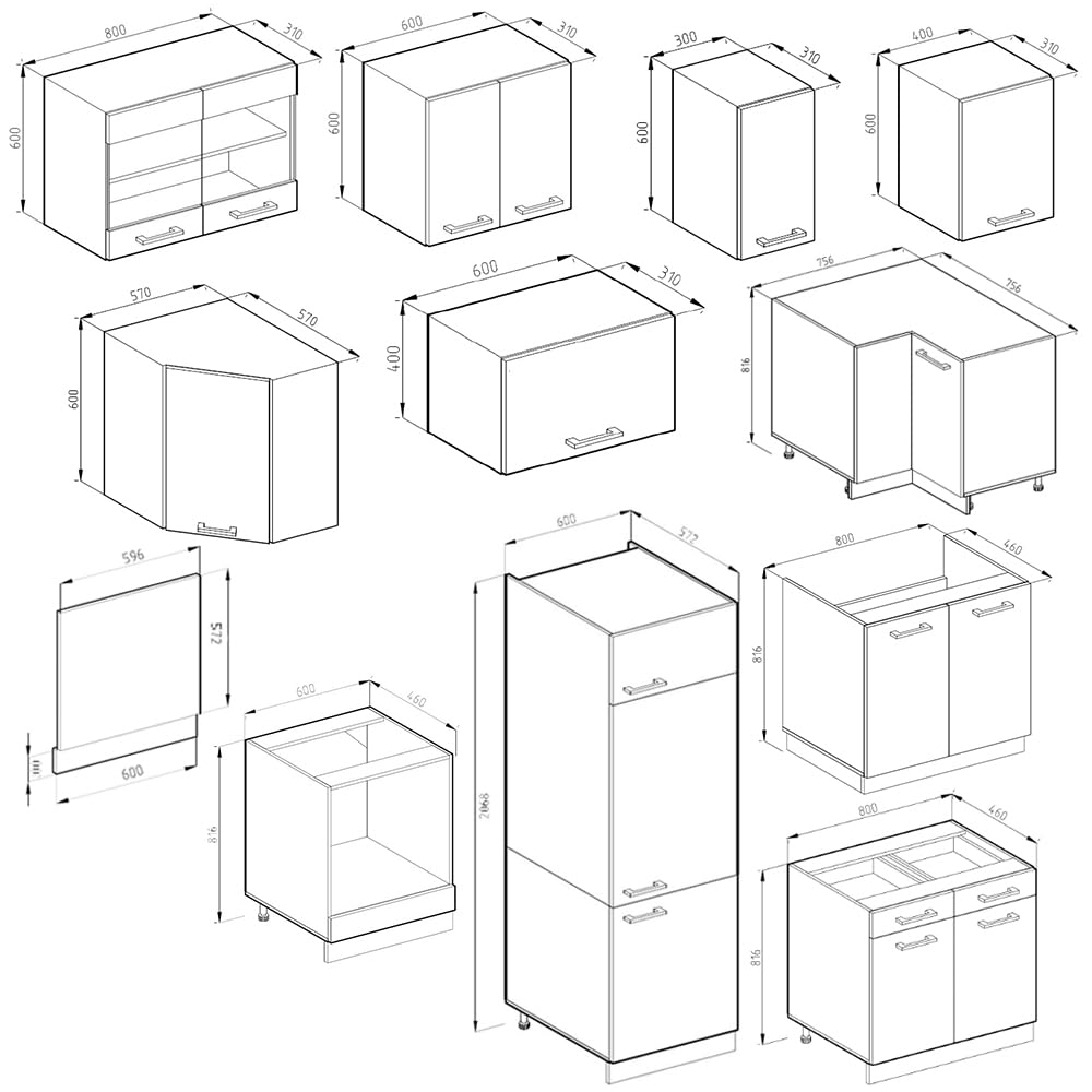 Vicco Eckküche R-Line, Sonoma/Weiß, 287 x 227 cm | AP Anthrazit, mit modularen Elementen flexibel erweiterbar
