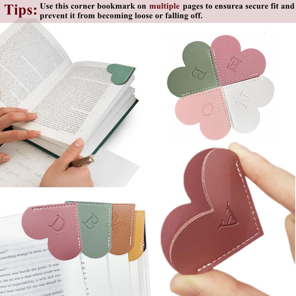 Amazon.com: 4Pcs Personalized Leather Heart Bookmark26 Letters
