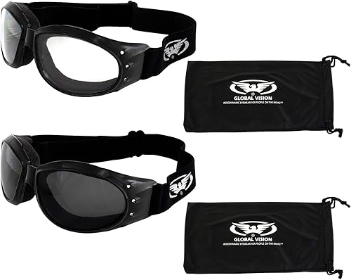 Global Vision Eliminador antivaho Dirt Bike Gafas de motocicleta humo y lentes transparentes bolsas de microfibra