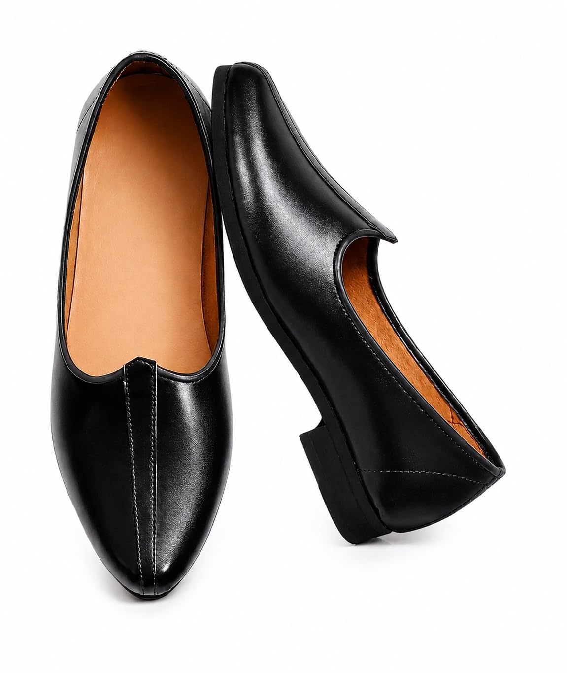 r rj trends Men's Black Leather Mojari Jutti, Slip-On Pointed Toe Ethnic Formal Shoes-picture-17