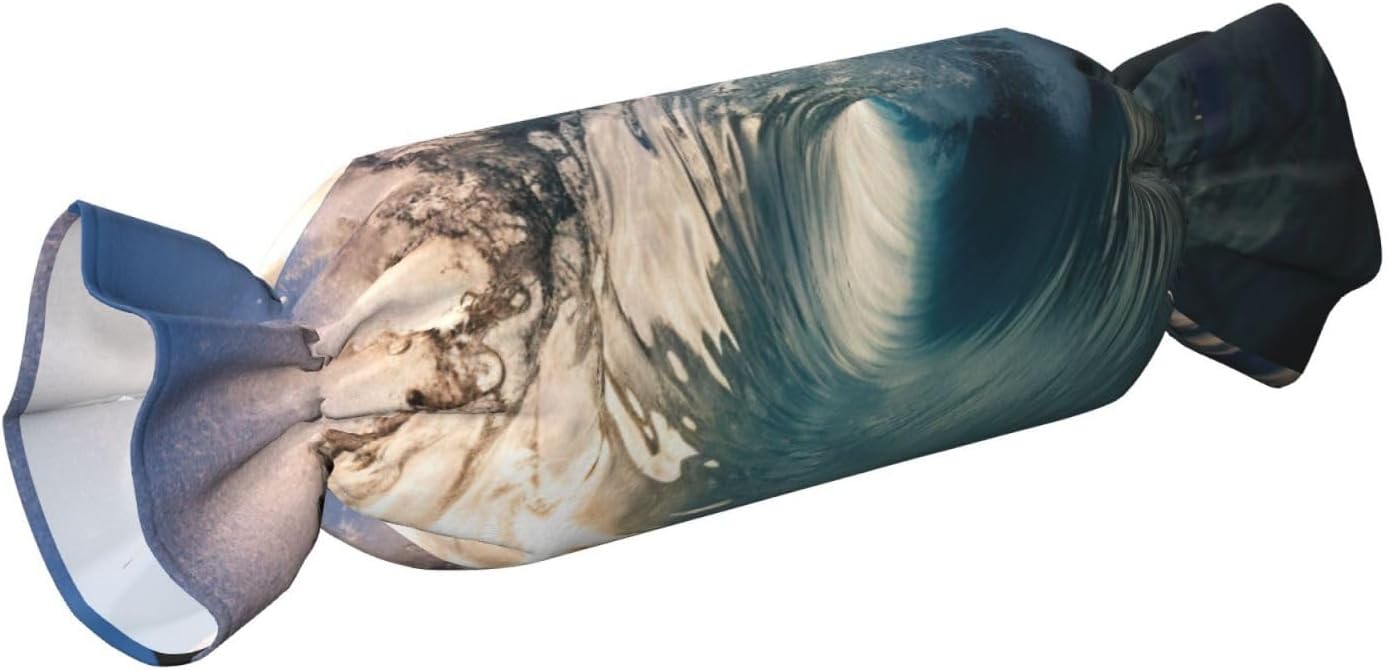 Beautiful Ocean Waves Print Candy Cylindrical Comfortable Pillow Throw Pillows Home Decor Easy Maintenance