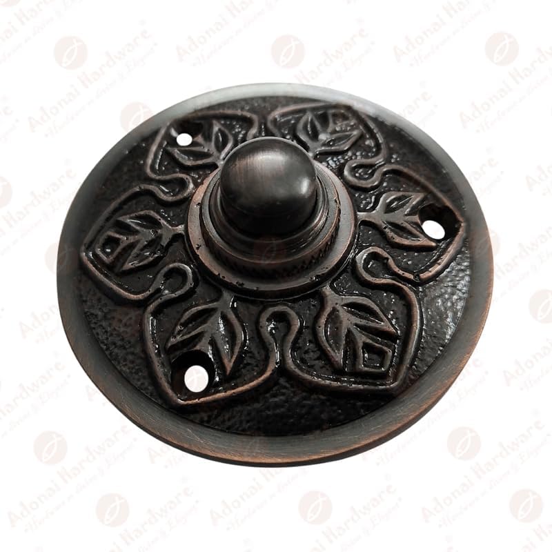 Adonai Hardware Flower Brass Bell Push or Door Bell or Push Button - Oil Rubbed Bronze