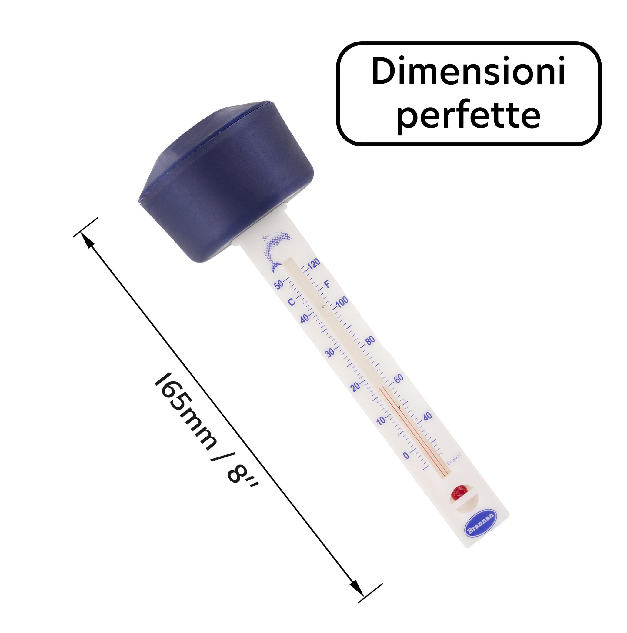 Brannan Termometro galleggiante per acqua con galleggiante blu per leggere la temperatura dell'acqua - Termometro per piscina o bagno di ghiaccio, spa, vasca idromassaggio, nuoto selvaggio