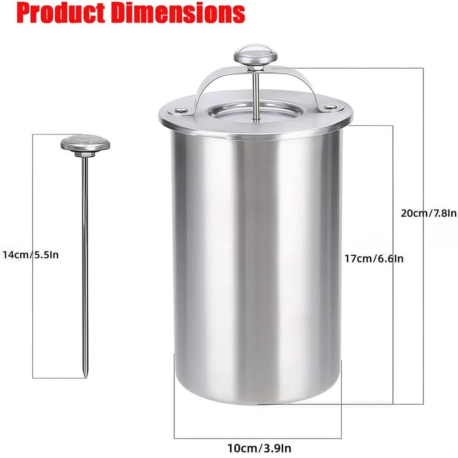 Molde de acero inoxidable para prensa de carne con termómetro y mecanismo de resorte, perfecto para carnes caseras de jamón y almuerzo, ideal para cocinar saludable en casa