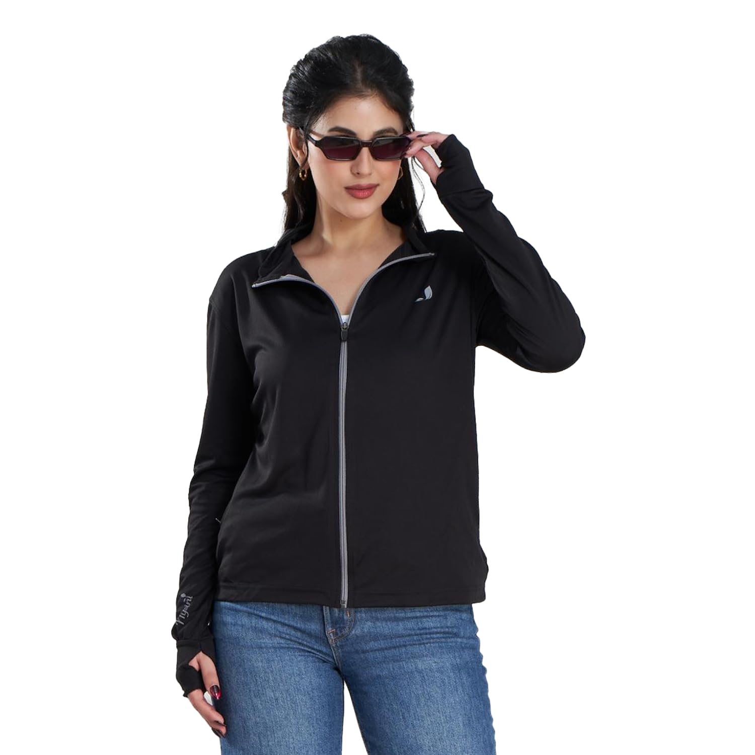 Sun Protection Women Jacket | UV Sun Screen Jacket for Women | Stylish Nylon Jacket for Travel,Sports,Gym & Trekking Jackets for Women's Winter Casual Wear (IN, Alpha, M, Regular, Black)