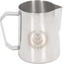 Jarro de espuma para espumar leite, copo de espumador de leite de aço inoxidável jarros vaporizadores de espuma para fazer leite, copo a vapor para café expresso latte Art Chai Cappuccino chocolate quente (prata)