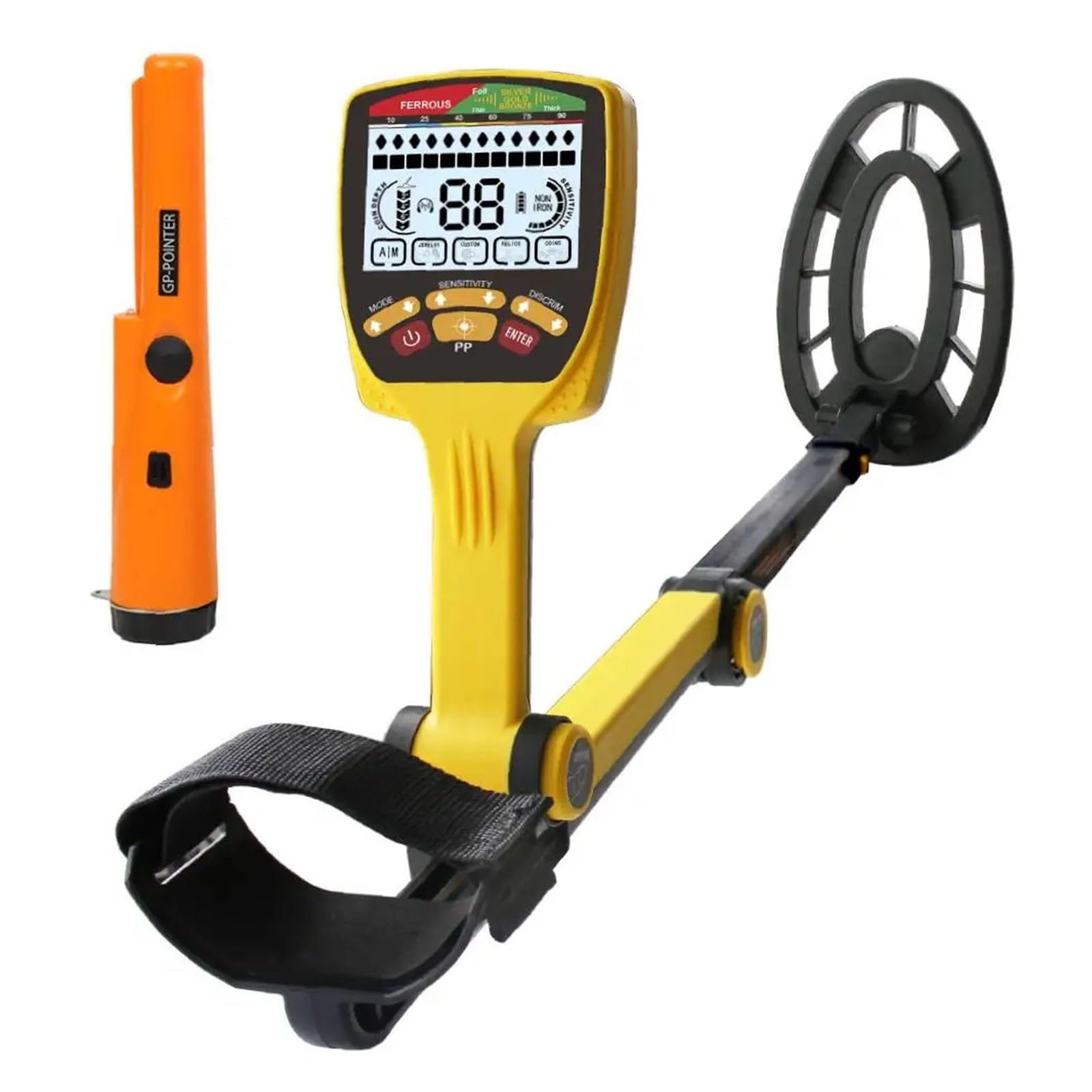 Metal Detector Profondo Professionale A Lungo Raggio Che Ricerca L'oro. Controllo Del Rilevatore D'oro Pieghevole Sotterraneo Impermeabile Rilevamento Preciso(A)
