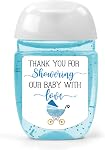 Hand Sanitizer Labels Thank You for Showering Our Little One with Love Stickers, Baby Shower Favor Party Favors Boy., Blue,1.26inches x 1.39inches