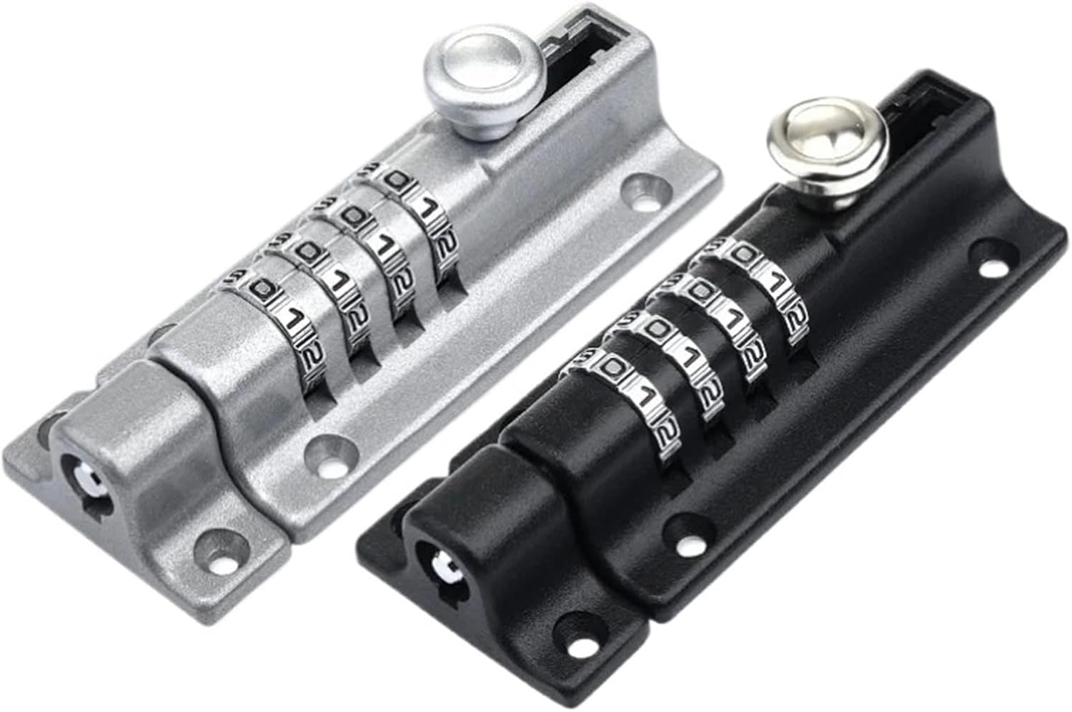 4-Digit Combination Sliding Bolt Gate Lock Household Security Password Locks Mechanical Digital Code for Sheds Doors Window Barn 1Pcs(Silver)