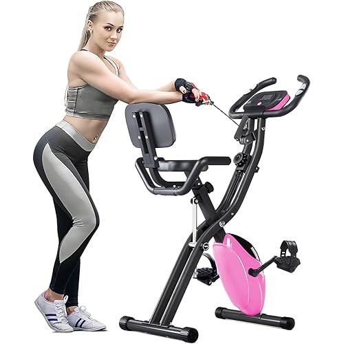 Merax 3 in 1 Adjustable Folding Exercise Bike Convertible Magnetic Upright Recumbent Bike with Arm Bands