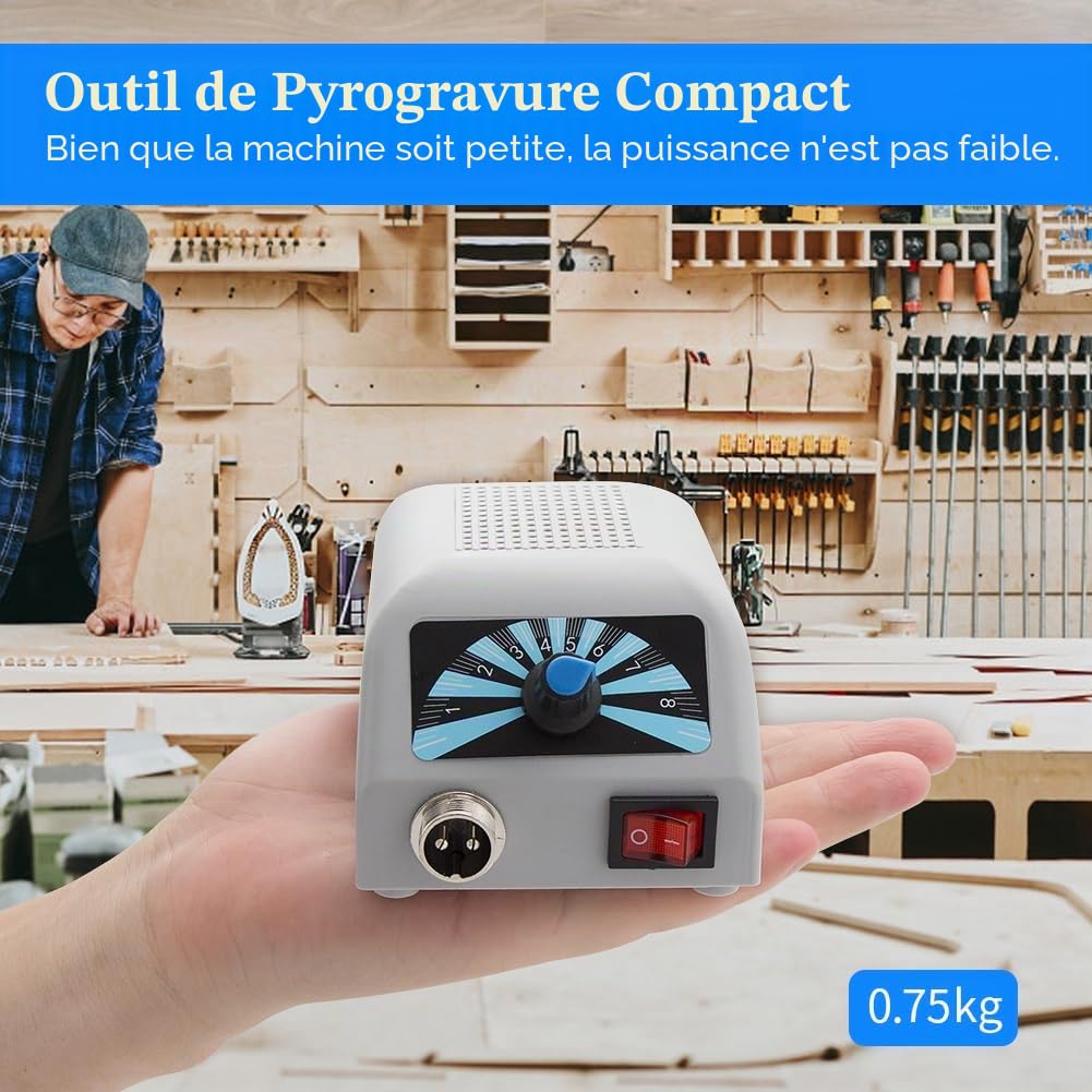 Kit de Pyrogravure au Bois, 60W Machine à Pyrogravure avec 30 Têtes de Stylo, 100-800°C Température Réglable Woodburner avec Station de Fer à Souder à Chauffage Rapide
