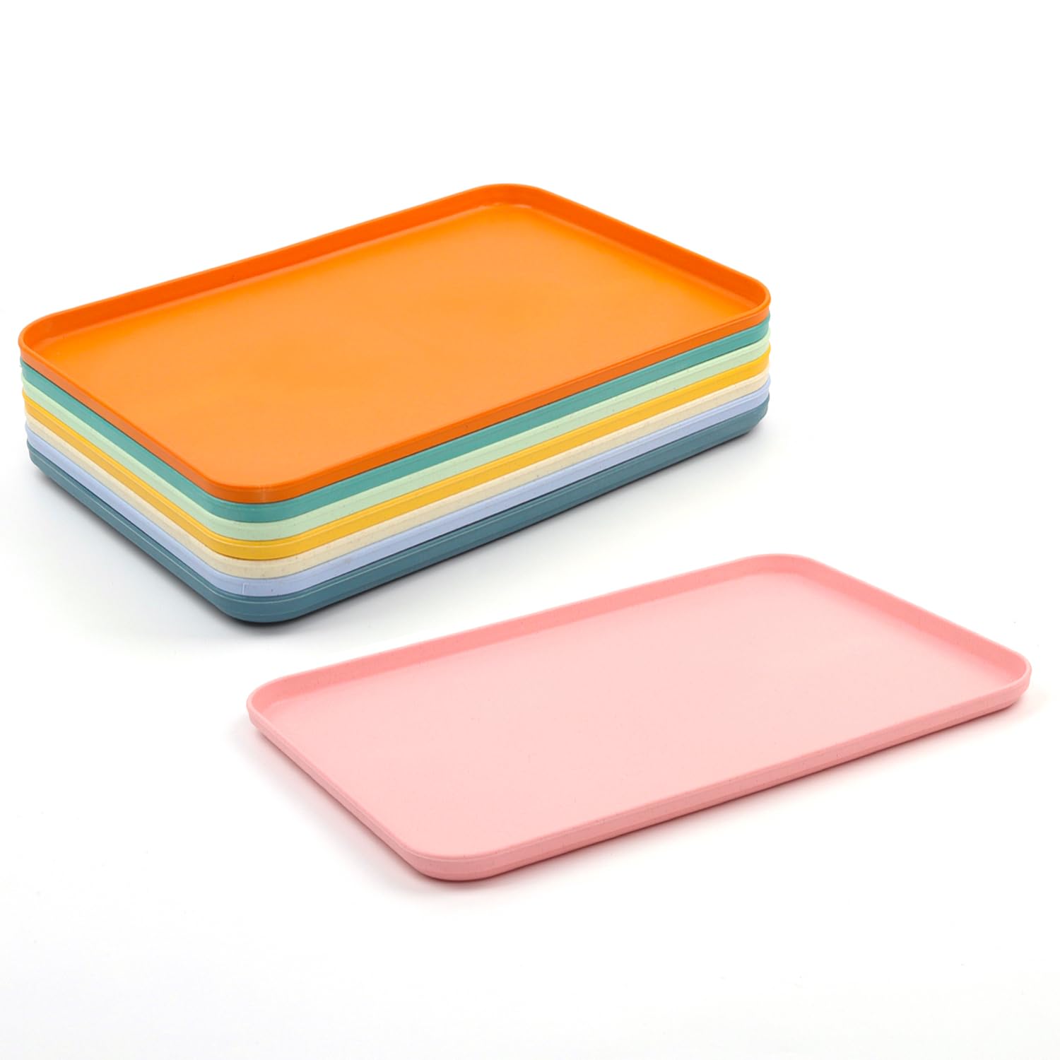 Lot de 8 plateaux de service pour restauration rapide – Grand plateau rectangulaire multifonction (22 x 30 cm)