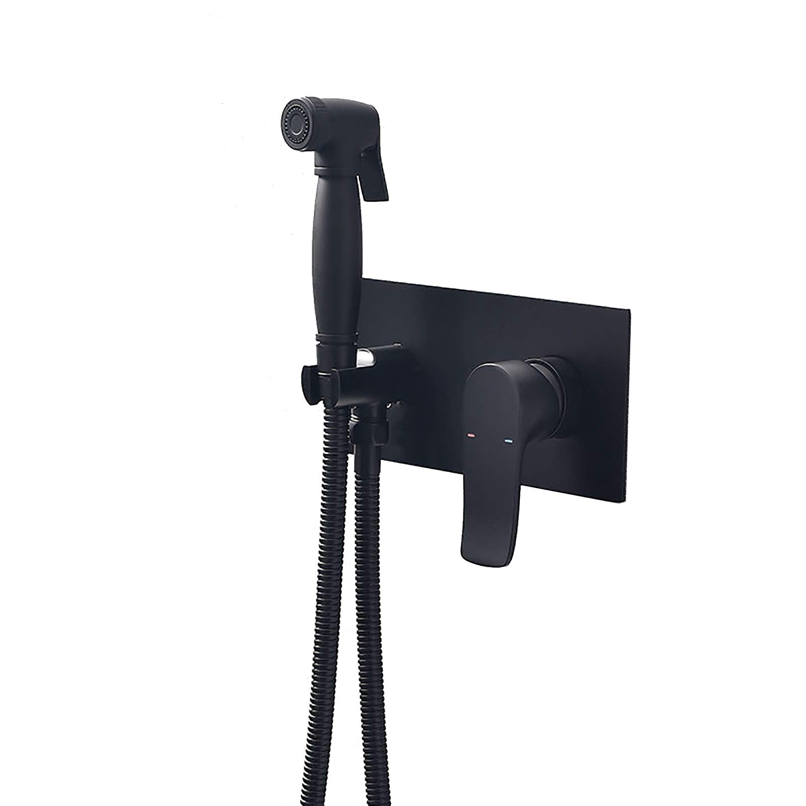 Spruzzatore portatile per bidet per WC con acqua fredda e calda, set di spruzzatori per pannolini da bagno nero opaco in ottone a parete per WC bidet kit per il bagno degli animali domestici