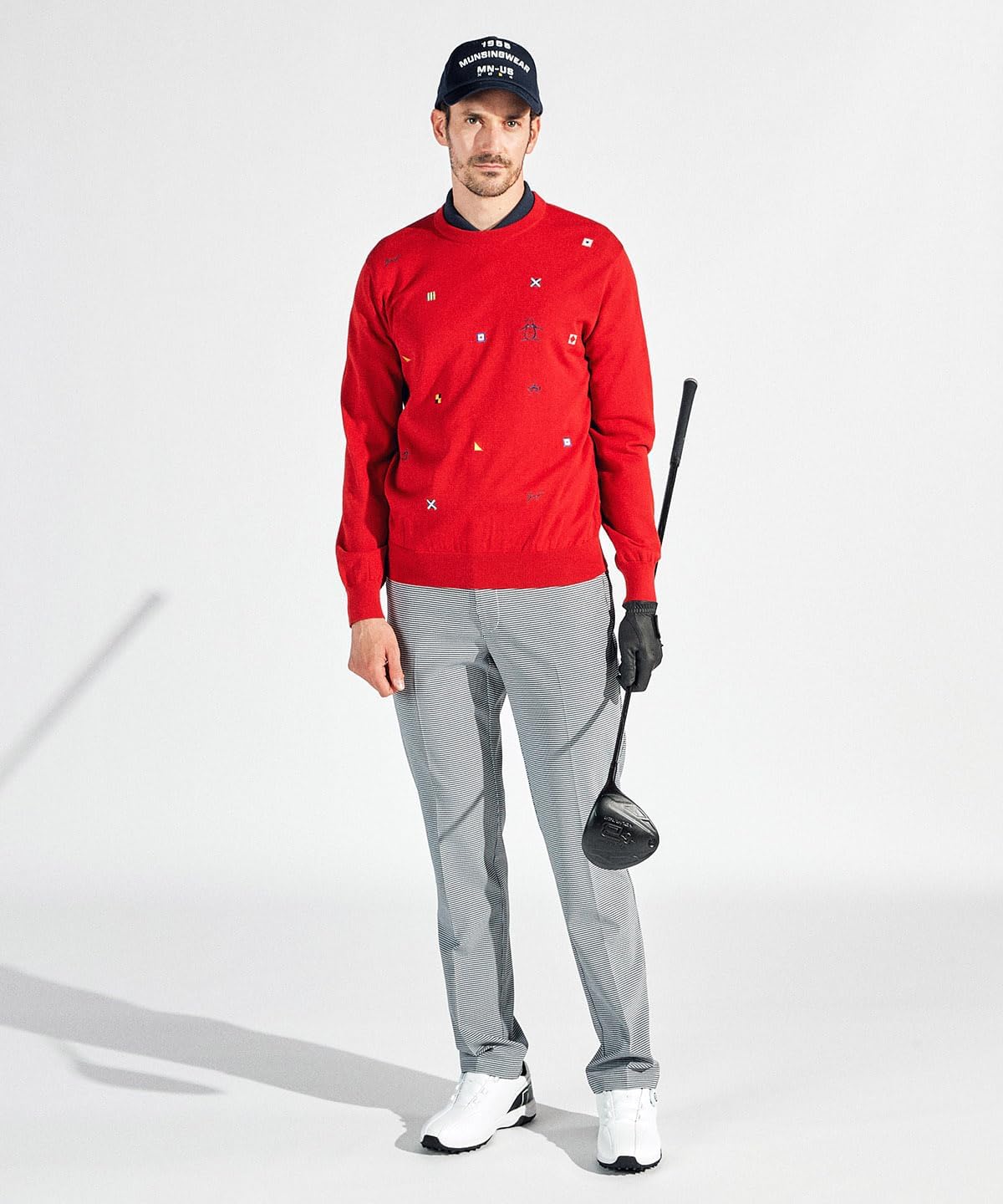 マンシングウェア】セットアップ Lサイズ ストレッチ ネイビーxレッド