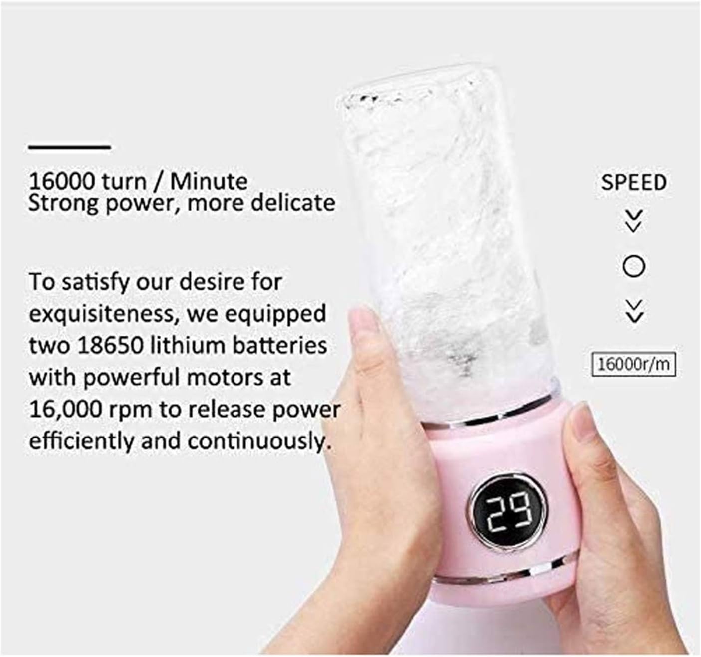 Portable, Personal Size Blender Shakes and Smoothies Mini Jucier Cup USB Rechargeabl, Pink (Color : A)