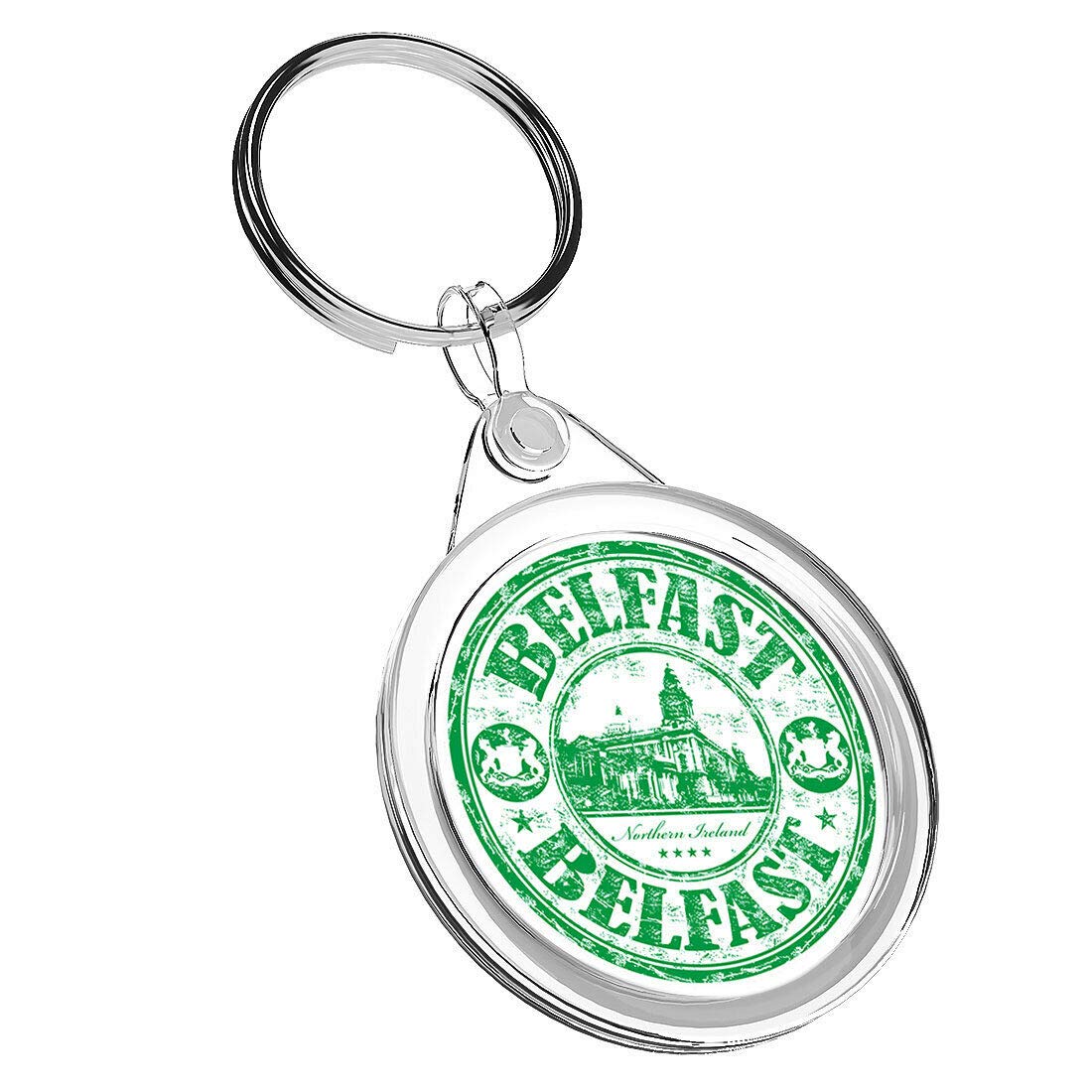 Destination Vinyl Keyrings Unisex Kids Multi 1 X Belfast Green Northern Ireland - Keyring Ir02 Mum Dad Kids Birthday #5964