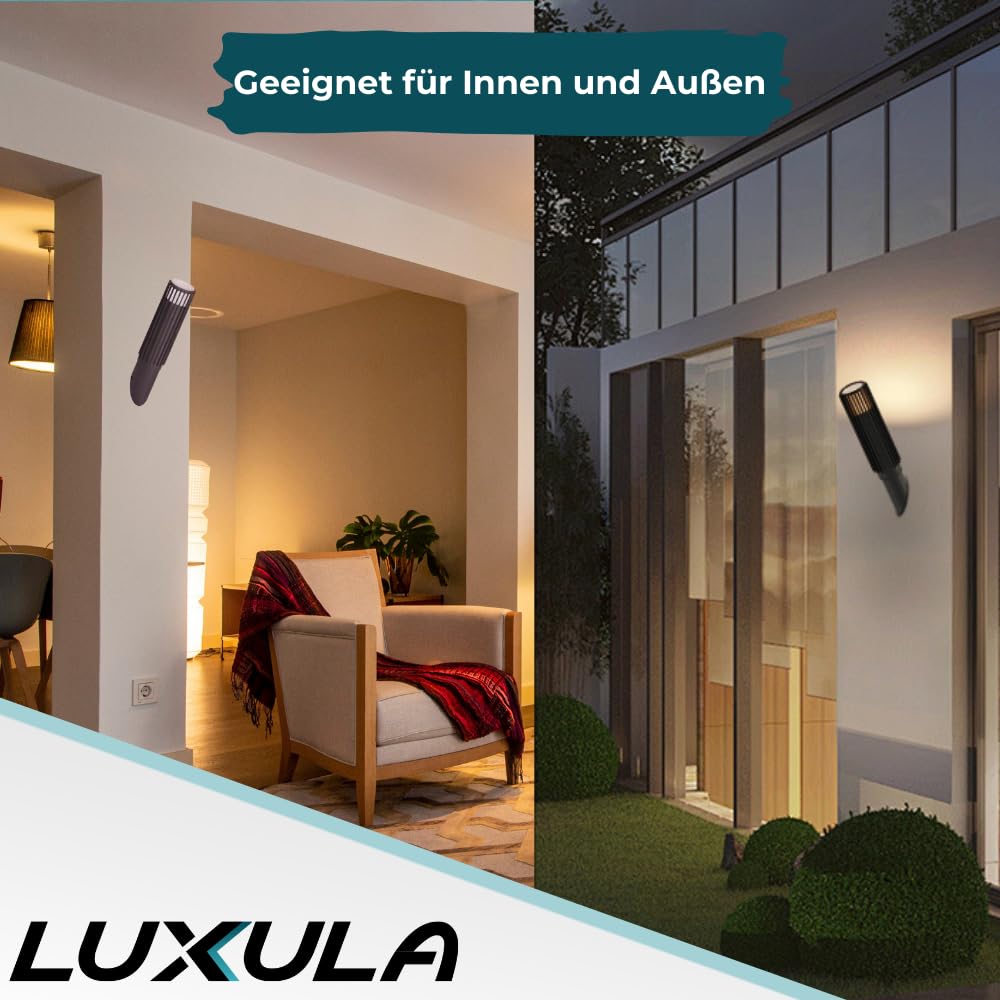 LUXULA 4er Set Wandleuchte mit Schirm, GU10 Fassung, Innen/Aussen, Aluminium - LED Außenleuchte IP54 Wandlampe Wegbeleuchtung Garten Terrasse Hauseingang