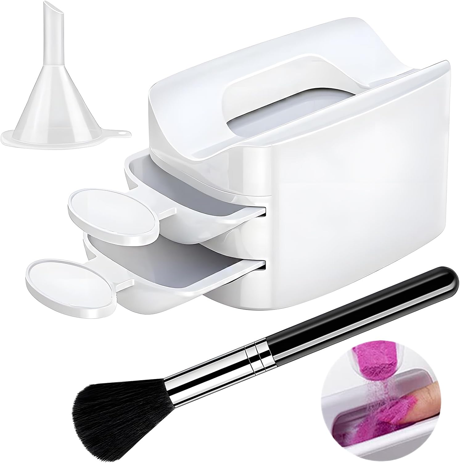 Dip Powder Tray, Dip Powder Recycling Tray Etui recyklingu z pędzlem | Produkty do dekoracji paznokci, narzędzia ręczne kobiety, uchwyt po kontenerze do oszczędności, narzędzia manicure