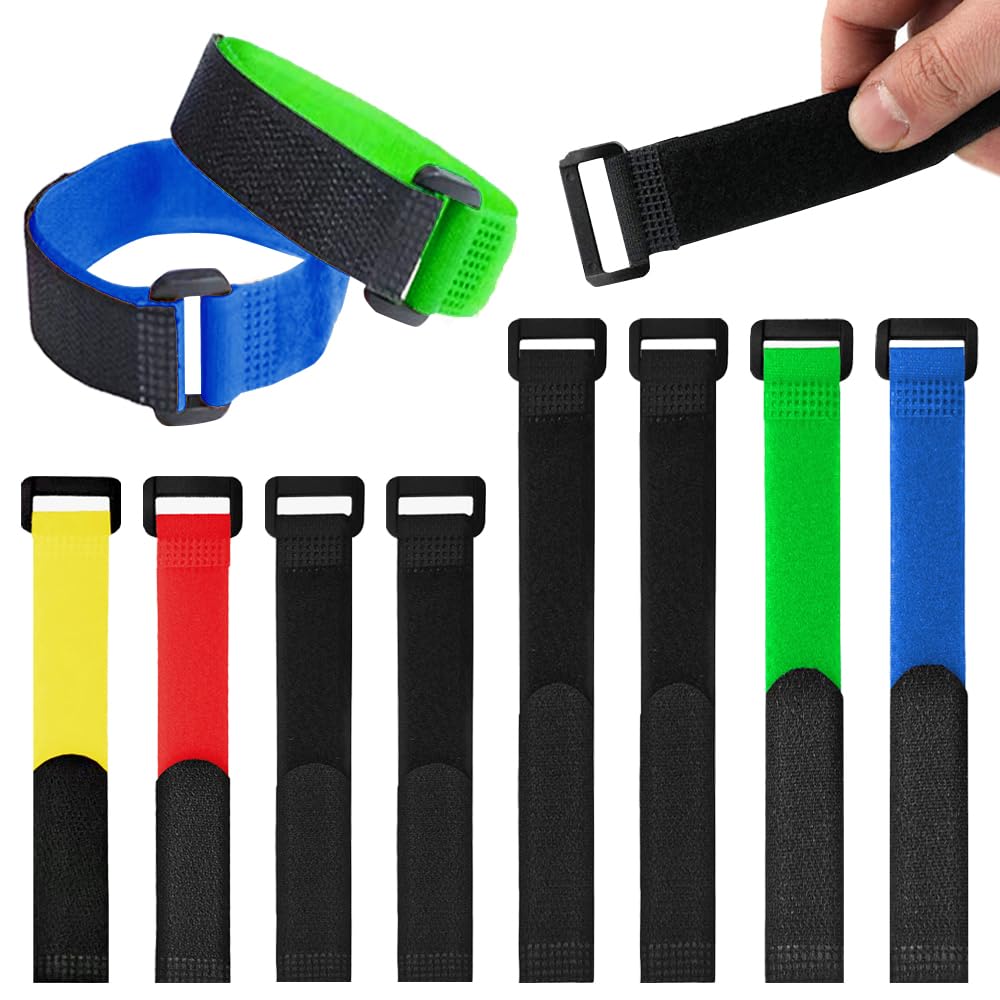 8 fascette stringicavo con gancio e anello, riutilizzabili, resistenti e funzionali, con fibbie, interconnesse, cinghie regolabili per cyclette, pneumatici, casco