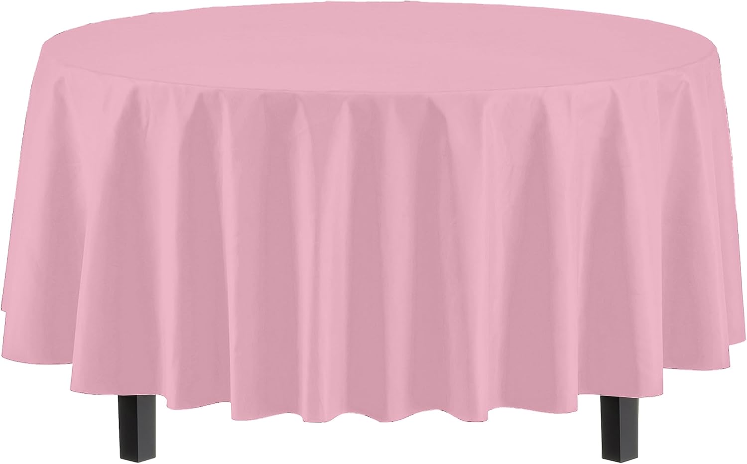 Party Solids Pink Round Plastic Tablecloth - 84 Inch, Pack Of 24