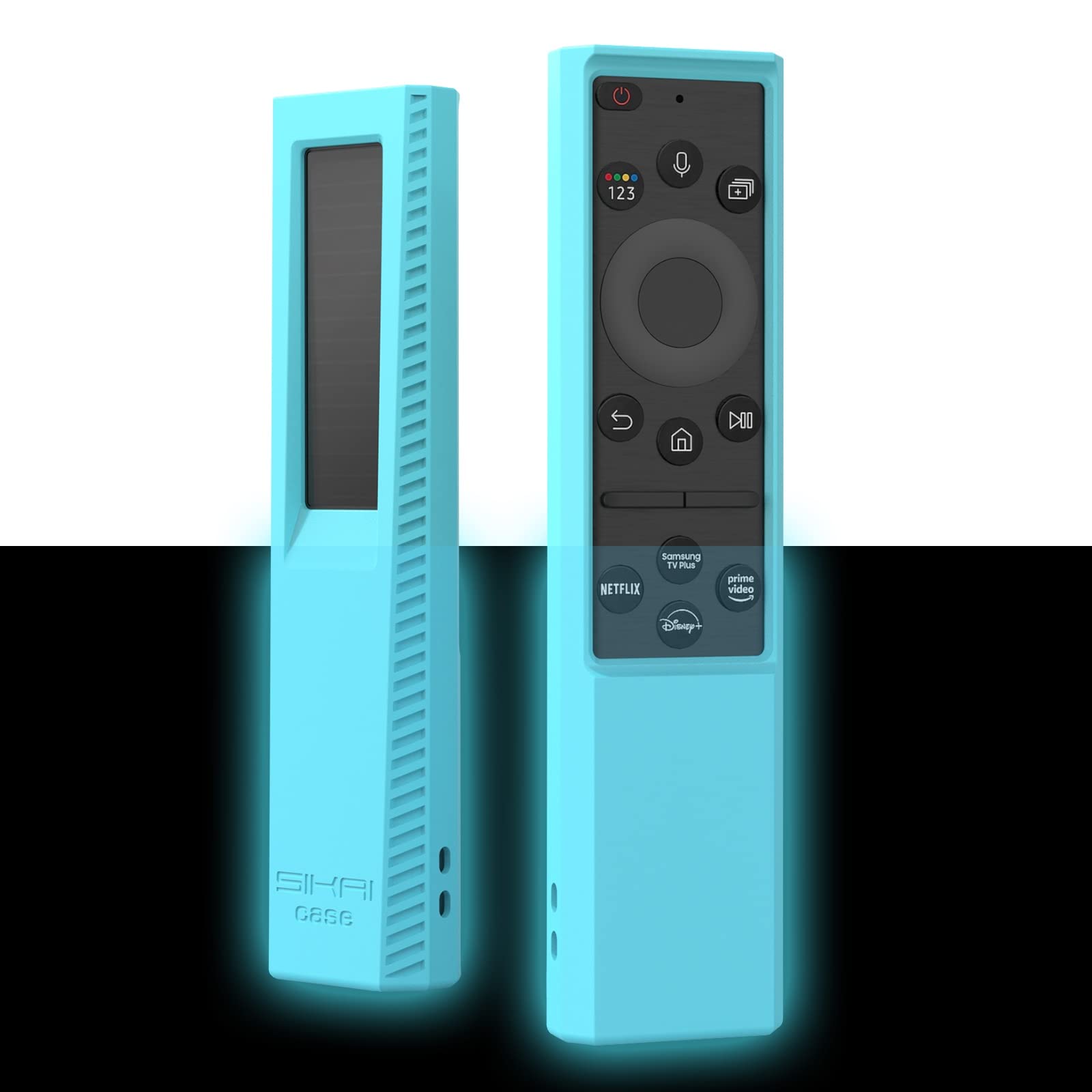 SIKAI CASESilicone Remote Cover, Compatible with Samsung SolarCell TM2280E, TM2240A, BN59-01386, BN68-13841G, BN59-01385A Remotes, Shockproof Anti-Lost Case with Lanyard (Glow Blue)