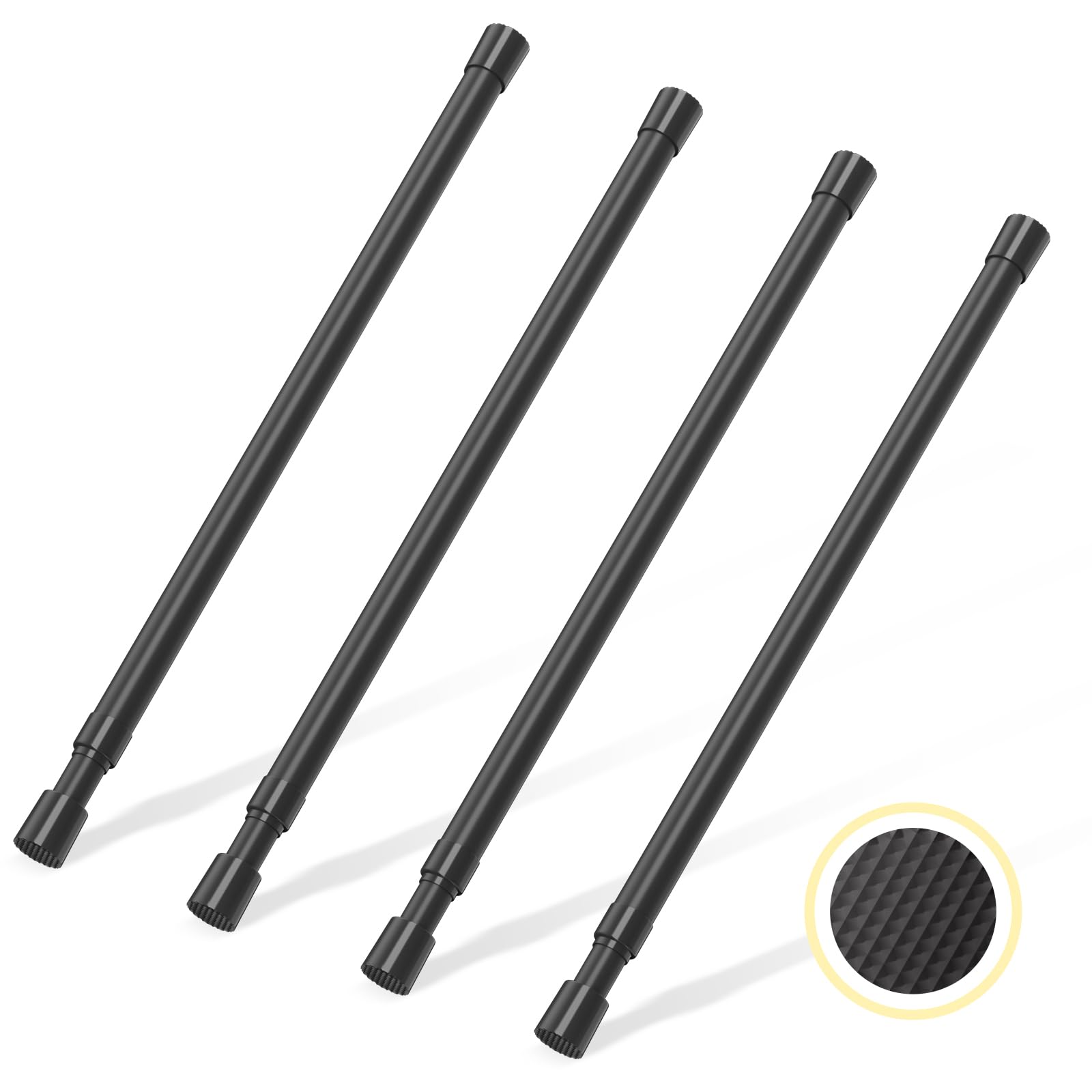 4 Pcs Small Tension Rod 16-28 inch Spring Rod, Tension Rod Spring Tension Rod, Small Tension Curtain Rod, Mini Tension Rods for Closet, Cabinets, Cupboard, Drawers, Black