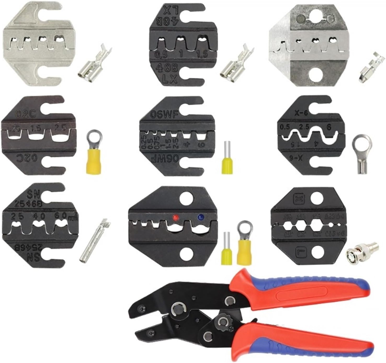 1pcs crimping pliers jaw SN/4mm for TAB 2.8 4.8 6.3 C3 XH2.54 insulation tube terminal tools (jaw width 4mm/pliers 190mm)(SN-02C jaw)