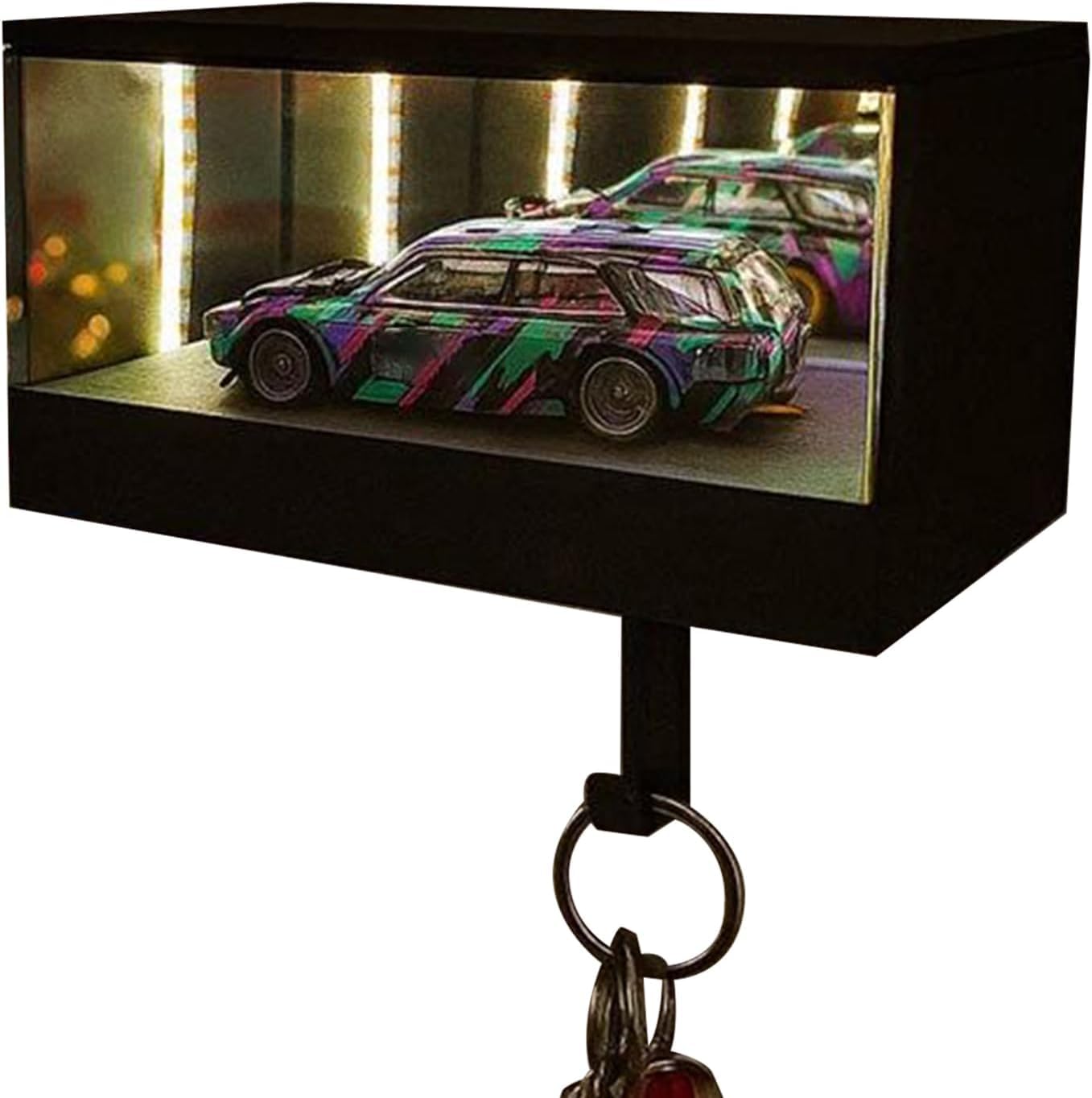Gancio per chiavi FARYODI Infinity Garage con LED, supporto a parete con effetto luce a tunnel 3D per chiavi dell'auto, chiave illuminata, organizer per porta di casa, corridoio o garage, fantastico