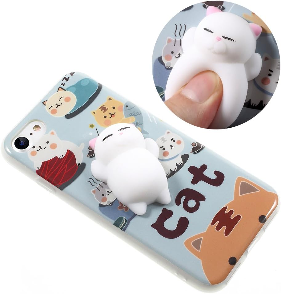 3D Squishy Cat iPhone 6 Plus Case, Cute protective kneading 3D Squishy Poke Fidget Toy Finger Pinch Pressure Decompression Stress Reliever Stretchy Mochi Squeeze iPhone 6S Plus/ iPhone 6 Plus