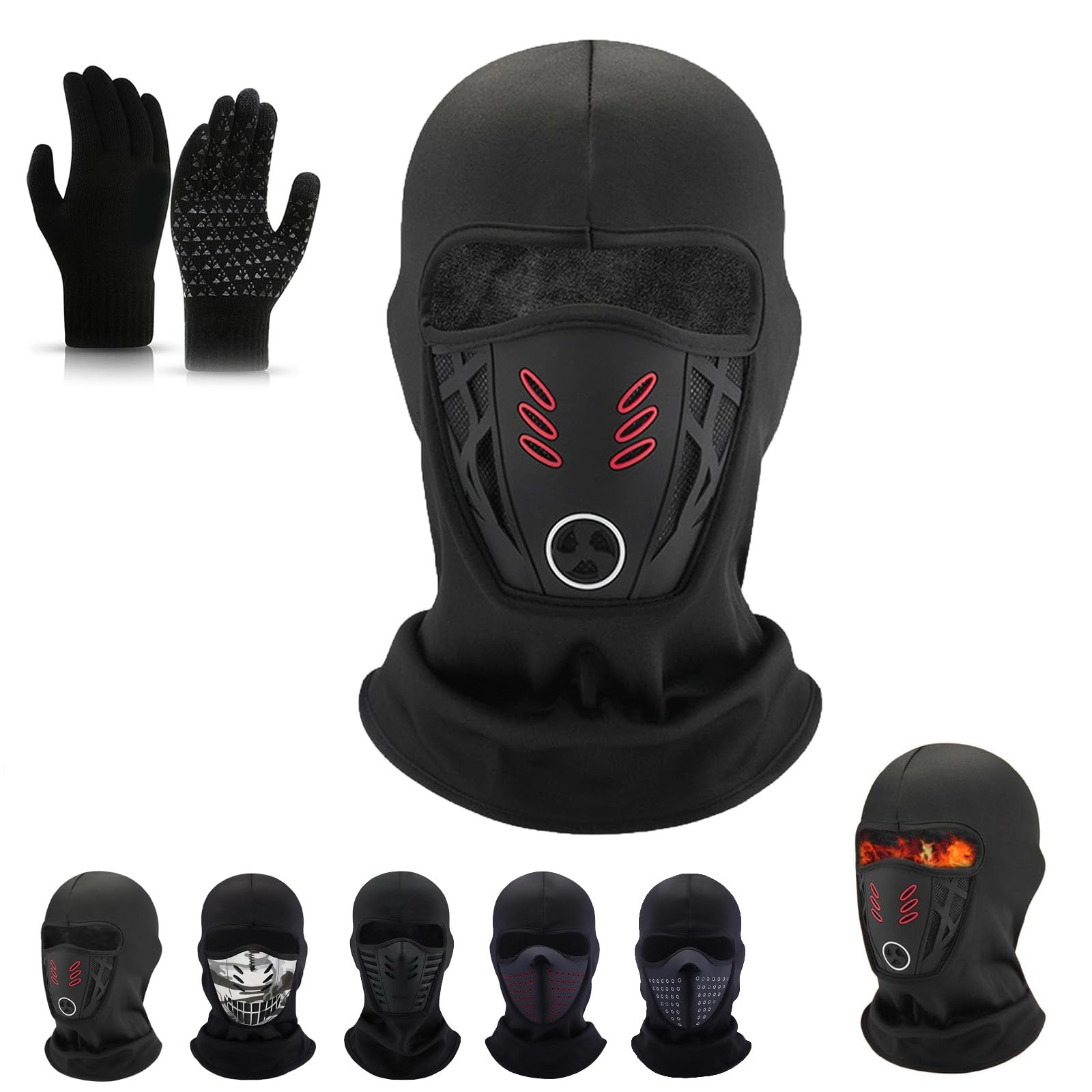 Gienslru Winter Rider Warm Anti-Haze Balaclava Full Face Mask, Winter Rider Face Mask, Windproof Thermal Balaclavas Ski Masks, for Men & Women Motorcycle, Cycling and Running (A)