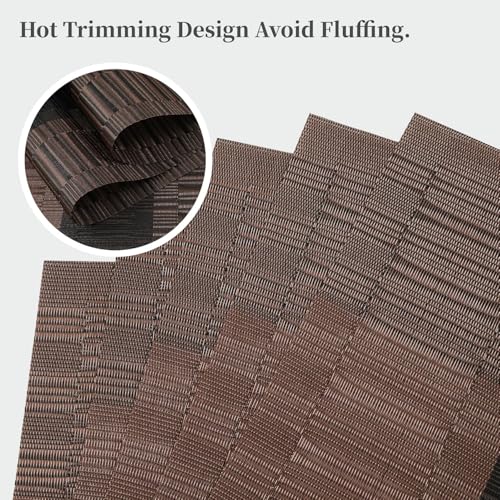 Image of Placemats Set of 6 Dining Table Place Mats | Placemats Table Mat PVC Material | Non-Slip Heat Resistant | Dining Tablemates Washable Anti-Skid | Size 45 x 30cm (Brown & Black Stripe)