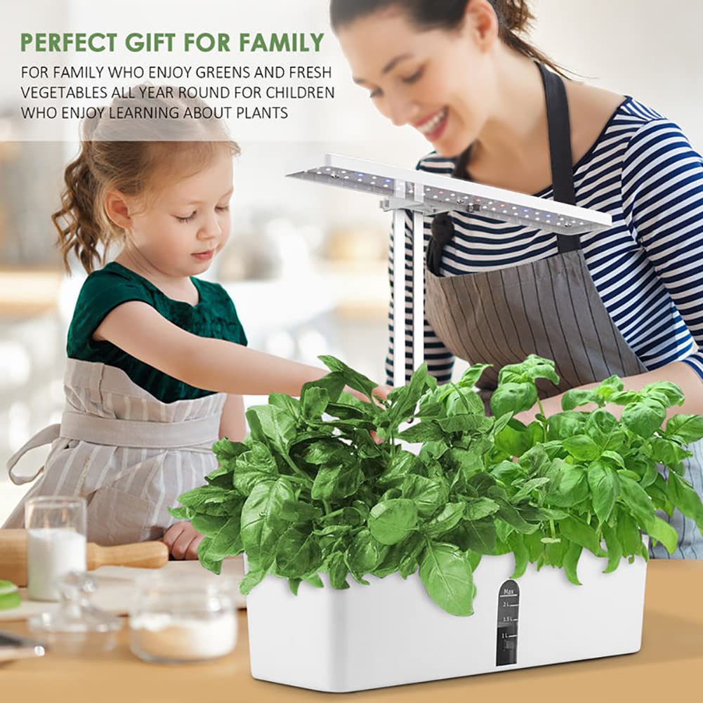 Sistema de cultivo hidropónico Kit de jardín de hierbas para interiores de 9 cápsulas con luz de crecimiento LED de 15 W Temporizador automático Kits de germinación Maceta de jardín inteligente ajusta